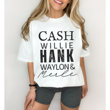 Load image into Gallery viewer, Cash, Willie, Hank, Waylon and Merle Comfort Colors® T-Shirt Classic Country Tee, Mother's Day Gift, Gift for Mom, Country Music Festival T-Shirt