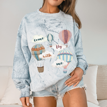 Load image into Gallery viewer, Unisex Comfort Colors® tie dye Crewneck Sweatshirt, Watercolor hot air balloons, perfect for any balloon festival!