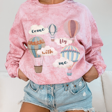 Load image into Gallery viewer, Unisex Comfort Colors® tie dye Crewneck Sweatshirt, Watercolor hot air balloons, perfect for any balloon festival!