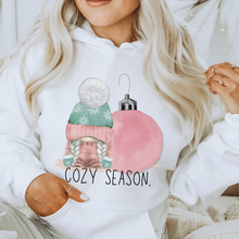 Load image into Gallery viewer, Cozy Season Pastel Pink and Mint Christmas or Winter Crewneck Sweatshirt, T-Shirt or Hoodie, Winter Pastel Pink Hand Drawn Watercolor Design