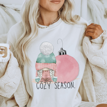 Load image into Gallery viewer, Cozy Season Pastel Pink and Mint Christmas or Winter Crewneck Sweatshirt, T-Shirt or Hoodie, Winter Pastel Pink Hand Drawn Watercolor Design