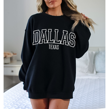 Load image into Gallery viewer, Dallas Texas Crewneck Sweatshirt, Retro Varsity Dallas Design, Trendy Pullover, Oversize Design Pullover