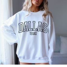 Load image into Gallery viewer, Dallas Texas Crewneck Sweatshirt, Retro Varsity Dallas Design, Trendy Pullover, Oversize Design Pullover