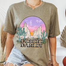 Load image into Gallery viewer, Desert Darlin' Bella Canvas® Unisex Jersey Short Sleeve Tee in Natural, White, Dark Heather or Heather Olive Desert Cactus T-Shirt