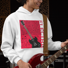Load image into Gallery viewer, Unisex Electric Guitar Distressed Electric Guitar Design Unisex Heavy Blend™ Hoodie Guitar Shirt in Black or White