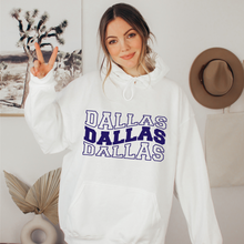 Load image into Gallery viewer, Dallas Football Crewneck Sweatshirt or Hooded Sweatshirt Hoodie Unisex-Sized Sweatshirt or Hoodie in White or Grey