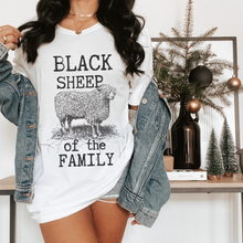 Load image into Gallery viewer, Black Sheep Comfort Colors® T-Shirt in pretty colors, Cute Funny Christmas Shirt with distressed print in mustard, crimson, pepper, yam and others