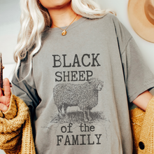 Load image into Gallery viewer, Black Sheep Comfort Colors® T-Shirt in pretty colors, Cute Funny Christmas Shirt with distressed print in mustard, crimson, pepper, yam and others