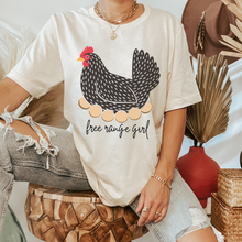 Load image into Gallery viewer, Free Range Girl T-Shirt, Hen Bella Canvas™ T-shirt, Trendy Chicken or Hen Tee, Great Gift for Her, Farm Chicken Raising T-Shirt
