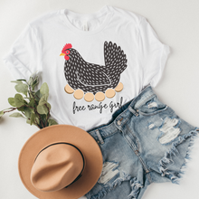 Load image into Gallery viewer, Free Range Girl T-Shirt, Hen Bella Canvas™ T-shirt, Trendy Chicken or Hen Tee, Great Gift for Her, Farm Chicken Raising T-Shirt