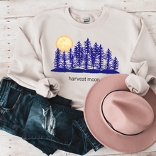Load image into Gallery viewer, Harvest Moon Fall shirt Women's sweatshirt Men's Harvest Moon shirt Unisex Blue trees sweatshirt, fall colors shirt outdoors sweatshirt