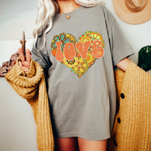 Load image into Gallery viewer, Retro Valentine's Day Orange and Yellow Heart Love Unisex-Size Winter Comfort Colors®T-Shirt Six Pretty Colors Valentine's Hippie White Crewneck Sweatshirt
