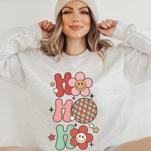 Load image into Gallery viewer, Retro Christmas Ornaments Crewneck Sweatshirt Women's Vintage Ho Ho Ho Design Ash or White Cozy Gildan Sweatshirt