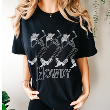 Load image into Gallery viewer, Dancing Western Skeletons T-Shirt Women's Funny Garment-Dyed Comfort Colors® Pretty Colors Retro Design Trendy T-Shirt