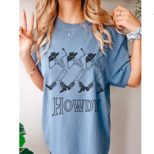Load image into Gallery viewer, Dancing Western Skeletons T-Shirt Women's Funny Garment-Dyed Comfort Colors® Pretty Colors Retro Design Trendy T-Shirt