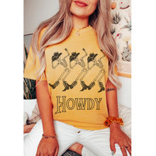 Load image into Gallery viewer, Dancing Western Skeletons T-Shirt Women's Funny Garment-Dyed Comfort Colors® Pretty Colors Retro Design Trendy T-Shirt