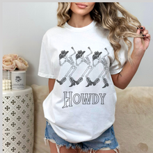 Load image into Gallery viewer, Dancing Western Skeletons T-Shirt Women's Funny Garment-Dyed Comfort Colors® Pretty Colors Retro Design Trendy T-Shirt