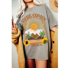 Load image into Gallery viewer, Summer Here Comes the Sun Unisex Garment-Dyed T-shirt Comfort Colors®, Desert-Inspired Design, Mother's Day Gift, Gift for Mom, Spring Tee