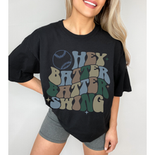 Load image into Gallery viewer, Hey Batter, Batter Comfort Colors® T-Shirt, Baseball Tee, Gift for Mom, Spring Baseball T-Shirt, Baseball Mom Tee, Garment Dyed Tee