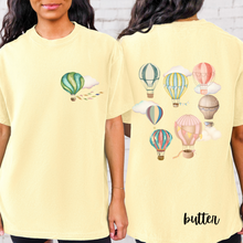 Load image into Gallery viewer, Hot Air Balloons Comfort Colors® T-shirt, Women's Spring or Summer T-Shirt, Balloon Festival T-Shirt, Watercolor Balloons