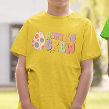 Load image into Gallery viewer, Retro Hunting Crew Kids Fine Jersey Tee Easter T-Shirt Cute, Colorful Easter T-Shirt, Yellow, Green, Blue or Pink Tee