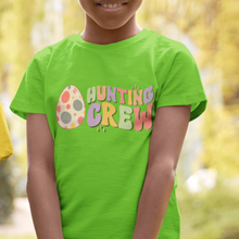 Load image into Gallery viewer, Retro Hunting Crew Kids Fine Jersey Tee Easter T-Shirt Cute, Colorful Easter T-Shirt, Yellow, Green, Blue or Pink Tee