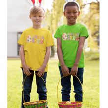 Load image into Gallery viewer, Retro Hunting Crew Kids Fine Jersey Tee Easter T-Shirt Cute, Colorful Easter T-Shirt, Yellow, Green, Blue or Pink Tee