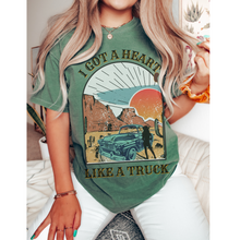 Load image into Gallery viewer, I Got A Heart Like A Truck Comfort Colors® T-Shirt, Spring or Summer Tee, Gift for Mom, Distressed, Retro Western Design T-Shirt