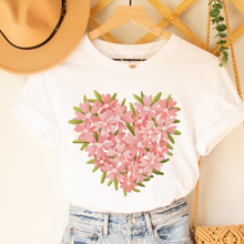 Load image into Gallery viewer, Valentine's Day Floral Heart in White Pink or Red Crewneck Sweatshirt Unisex Valentine's Gift Pretty Floral Heart Sweatshirt