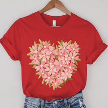 Load image into Gallery viewer, Valentine's Day Floral Heart in White Pink or Red Crewneck Sweatshirt Unisex Valentine's Gift Pretty Floral Heart Sweatshirt