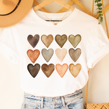 Load image into Gallery viewer, Women's Valentine's Day Tiny Neutral Hearts in White Pink or Peach Bella Canvas T-Shirt Unisex Valentine's Gift Pretty Tiny Hearts T-shirt