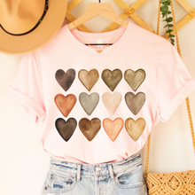 Load image into Gallery viewer, Women's Valentine's Day Tiny Neutral Hearts in White Pink or Peach Bella Canvas T-Shirt Unisex Valentine's Gift Pretty Tiny Hearts T-shirt