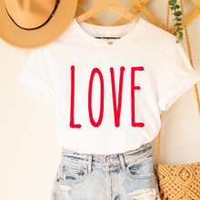 Load image into Gallery viewer, Women's Valentine's Day Love Unisex-Size Crewneck Sweatshirt or T-Shirt Spring Pullover Valentine's Gift LOVE Shirt