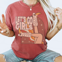 Load image into Gallery viewer, Let's Go, Girls Tee, Trendy Comfort Colors® T-shirt, Spring or Summer Western Cowgirl Boots Design T-Shirt Gift in Six Colors, Fun, Trendy T-Shirt