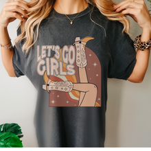 Load image into Gallery viewer, Let's Go, Girls Tee, Trendy Comfort Colors® T-shirt, Spring or Summer Western Cowgirl Boots Design T-Shirt Gift in Six Colors, Fun, Trendy T-Shirt