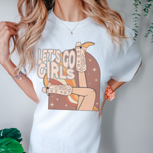 Load image into Gallery viewer, Let's Go, Girls Tee, Trendy Comfort Colors® T-shirt, Spring or Summer Western Cowgirl Boots Design T-Shirt Gift in Six Colors, Fun, Trendy T-Shirt