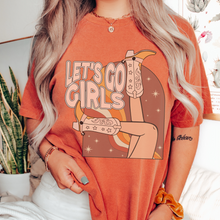 Load image into Gallery viewer, Let's Go, Girls Tee, Trendy Comfort Colors® T-shirt, Spring or Summer Western Cowgirl Boots Design T-Shirt Gift in Six Colors, Fun, Trendy T-Shirt
