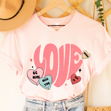 Load image into Gallery viewer, Women's Retro Valentine's Day T-Shirt in White, Pink, or Peach Bella Canvas Unisex Valentine's Gift Cute Vintage Valentine Love T-shirt