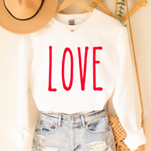 Load image into Gallery viewer, Women's Valentine's Day Love Unisex-Size Crewneck Sweatshirt or T-Shirt Spring Pullover Valentine's Gift LOVE Shirt