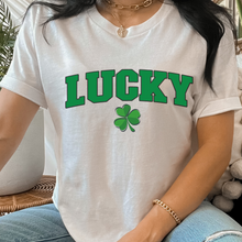 Load image into Gallery viewer, St. Patrick's Day Lucky Women's Crewneck Sweatshirt or T-Shirt Cute Lucky Spring Pullover St. Patrick's Gift