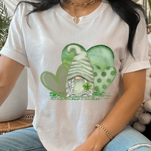 Load image into Gallery viewer, Women's Gnome St. Patrick's Day Unisex-Size Crewneck Sweatshirt or T-Shirt Spring Pullover St. Patrick's Gift Hand Drawn Gnome and Hearts