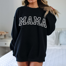 Load image into Gallery viewer, Retro Inspired Mama Crewneck Sweatshirt, Distressed Design, Mother's Day Gift for Mom Pullover, Trendy Varsity Distressed Letters Pullover