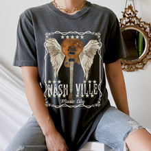 Load image into Gallery viewer, Nashville Music City Guitar Comfort Colors® Women's or Men's Unisex Relaxed-Fit T-Shirt in Black or Pepper Trendy Music T-Shirt