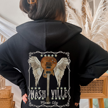 Load image into Gallery viewer, Nashville Music City Unisex Heavy Blend™ Hoodie or Crewneck Sweatshirt Women's or Men's Unisex-Size Guitar Shirt in black