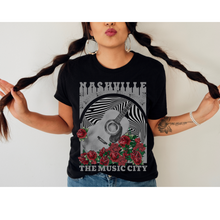 Load image into Gallery viewer, Nashville The Music City Comfort Colors® T-Shirt, Spring or Summer Tee, Gift for Mom, Retro-Inspired T-Shirt, Distressed Music Festival T-Shirt