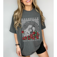 Load image into Gallery viewer, Nashville The Music City Comfort Colors® T-Shirt, Spring or Summer Tee, Gift for Mom, Retro-Inspired T-Shirt, Distressed Music Festival T-Shirt