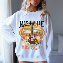Load image into Gallery viewer, Retro Inspired Vintage Nashville Crewneck Sweatshirt, Distressed 70's Design, Nashville Music City Pullover, Trendy Music Shirt, Gift for Music Lover