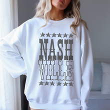 Load image into Gallery viewer, Retro Inspired Vintage Nashville Crewneck Sweatshirt, Retro, Distressed Design Unisex Pullover Trendy Music Shirt, Great Pullover Gift