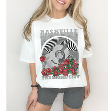 Load image into Gallery viewer, Nashville The Music City Comfort Colors® T-Shirt, Spring or Summer Tee, Gift for Mom, Retro-Inspired T-Shirt, Distressed Music Festival T-Shirt
