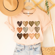 Load image into Gallery viewer, Women's Valentine's Day Tiny Neutral Hearts in White Pink or Peach Bella Canvas T-Shirt Unisex Valentine's Gift Pretty Tiny Hearts T-shirt